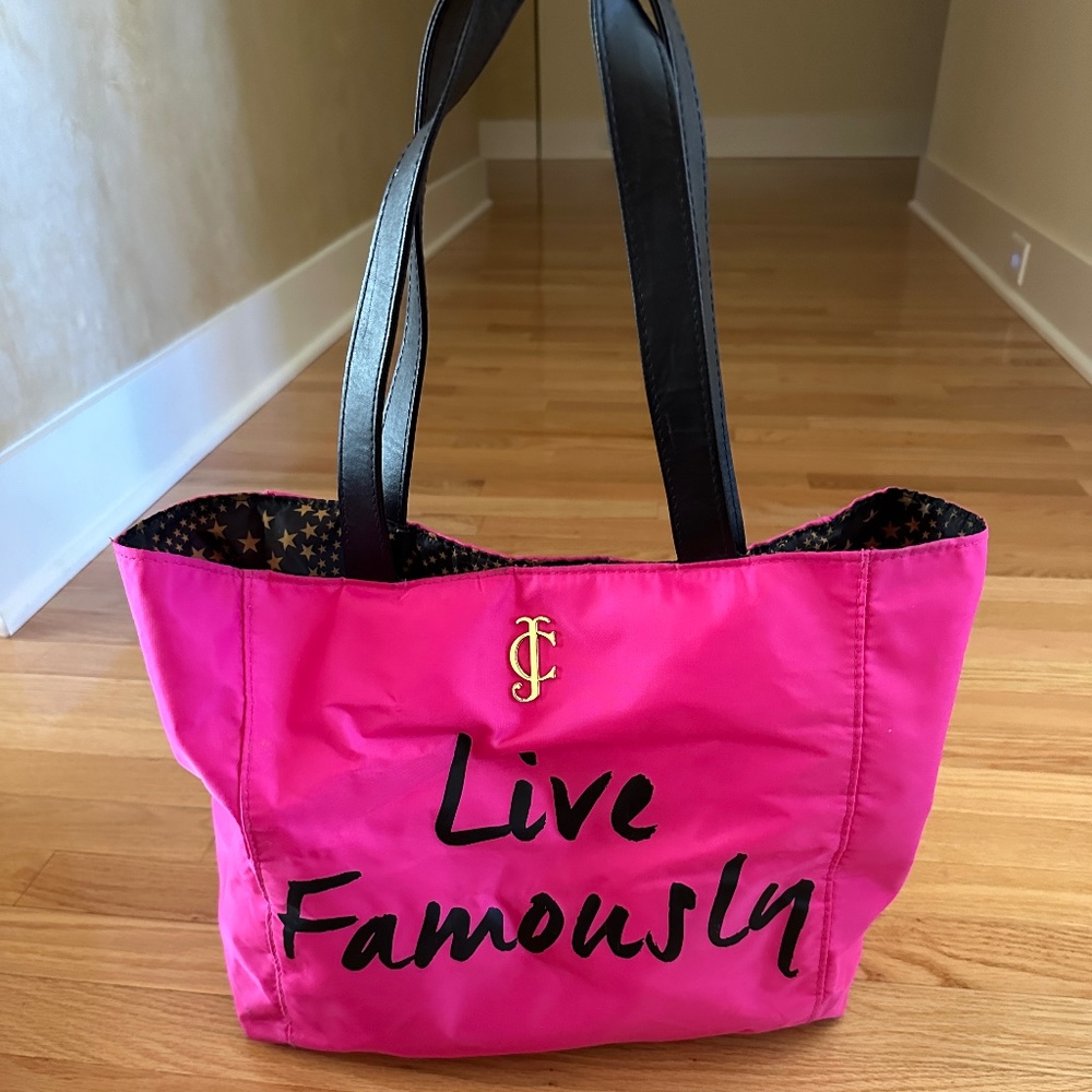 Juicy Couture Live Famously Pink Black Tote Bag